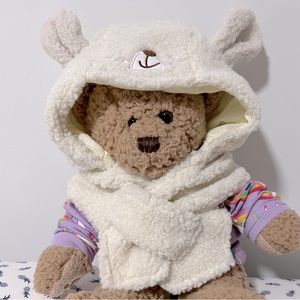 Baby fleece warm hat with scarf bear shaped for boys and girls